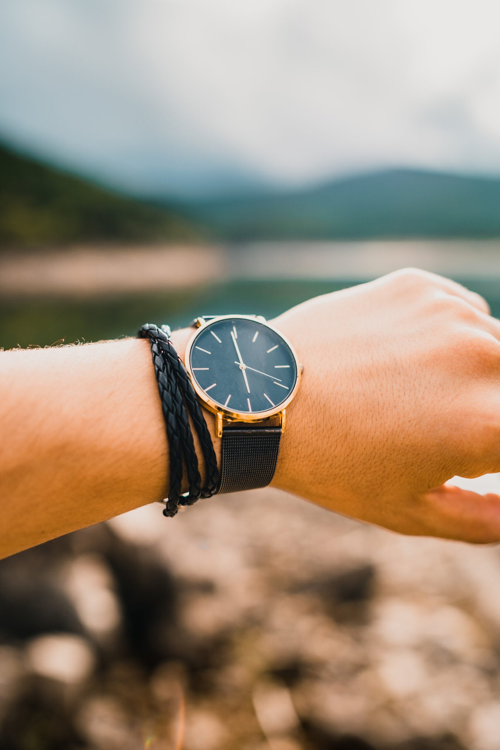 Home vertical shot of a man wearing a watch